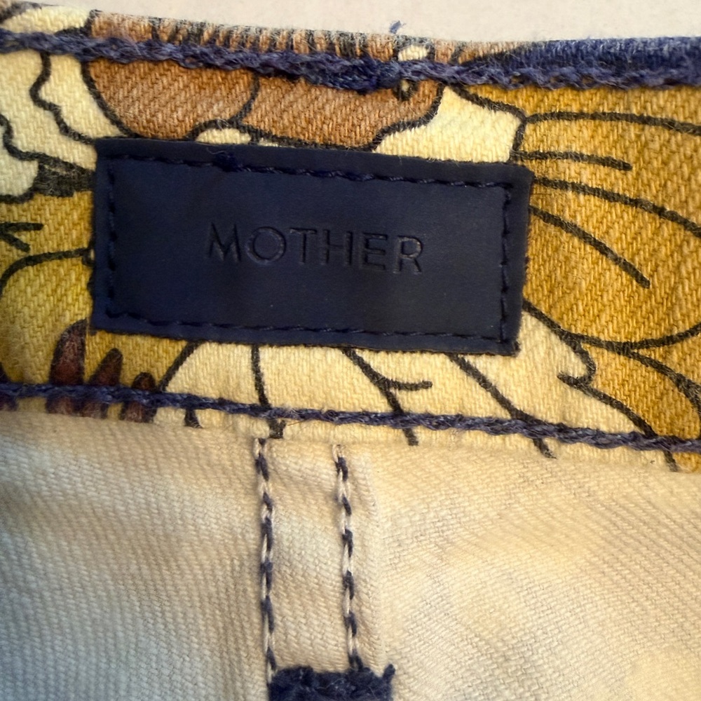 MOTHER Size 28 Rider High Waist Ankle Straight Leg Jean Buncha Blooms Blue Brown - Picture 5 of 14